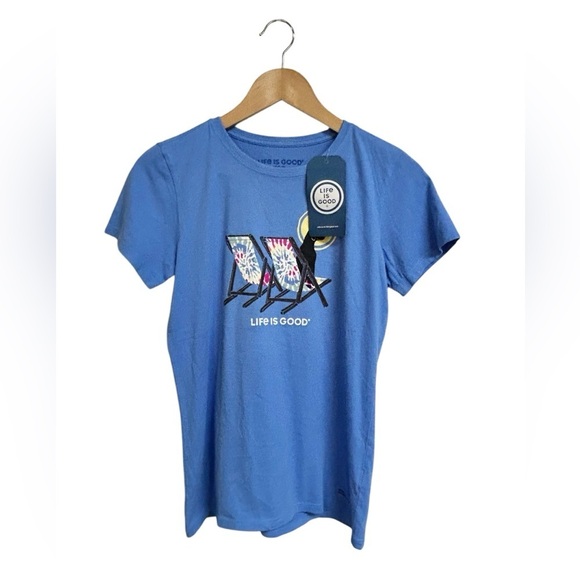 Life is Good Women's Crusher Tee - Tie Dye Beach Chairs Dog Size S NWT - Picture 5 of 5